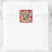 Vintage cupido liefde vierkante sticker (Tas)