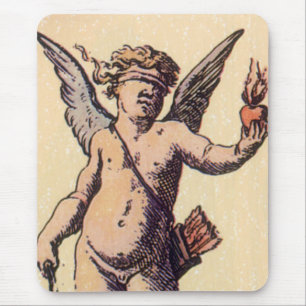 Vintage Cupido met blinddoek, Valentijnskaart Muismat