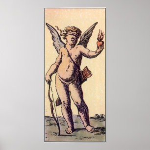 Vintage Cupido met blinddoek, Valentijnskaart Poster