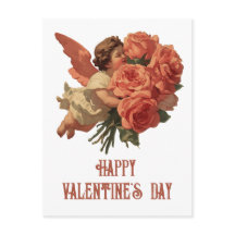 Vintage Cupido met Rozenboeket