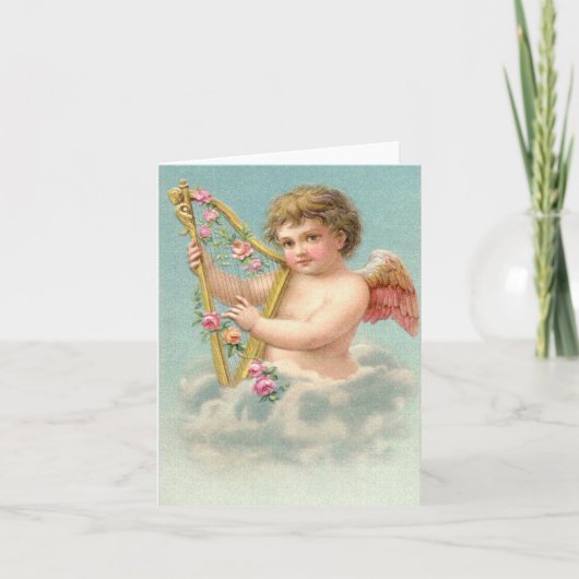 Vintage cupids met hart feestdagen kaart (Voorkant)