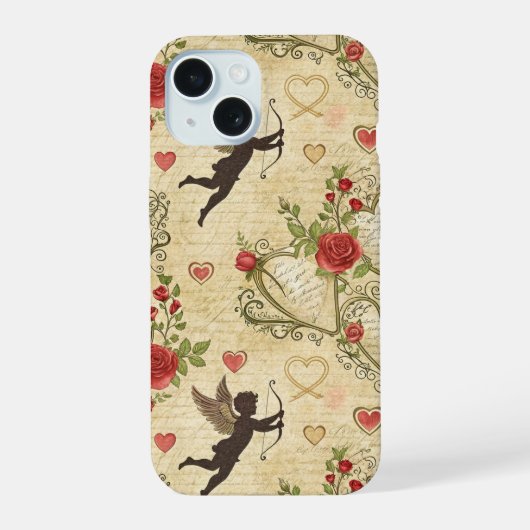 Vintage Cupid's Romantische Patroon (7) iPhone 15 Case (Achterkant)