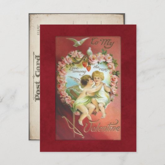 Vintage Cupids Valentijn Briefkaart (Voorkant / Achterkant)