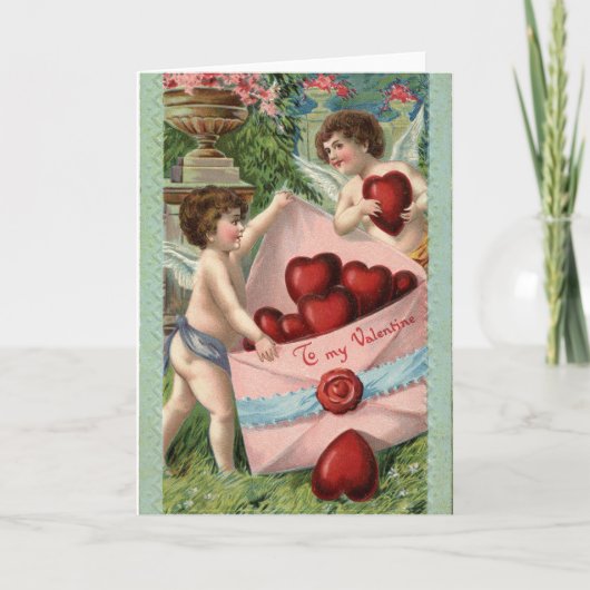 Vintage Cupids Valentijn Feestdagen Kaart (Voorkant)