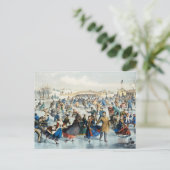 Vintage Currier and Ives Central Park Winter Kunst Briefkaart (Staand voorkant)