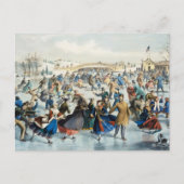 Vintage Currier and Ives Central Park Winter Kunst Briefkaart (Voorkant)