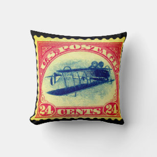 Vintage Curtiss Jenny Postal Stamp Throw Pillow Kussen
