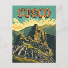 Vintage Cusco Peru Travel Poster Ruins Briefkaart