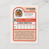 Vintage Custom Football Trading Card, Red Player Contactkaartje (Achterkant)