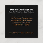 Vintage Custom Recycled Wood Furniture Maker Vierkante Visitekaartje (Achterkant)