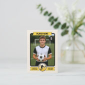 Vintage Custom Soccer Trading Card, Gold Player Contactkaartje (Staand voorkant)