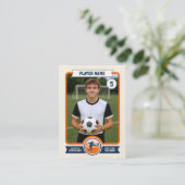 Vintage Custom Soccer Trading Card, Orange Player Contactkaartje (Staand voorkant)