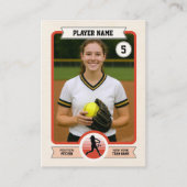 Vintage Custom Softball Trading Card, Red Player Contactkaartje (Voorkant)