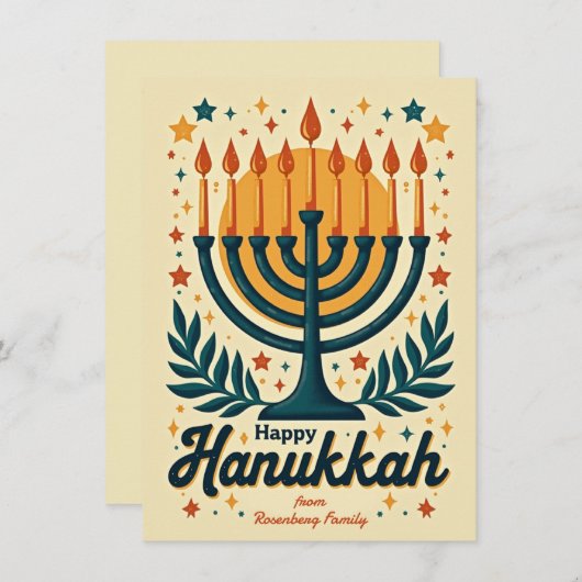 Vintage Custom text Happy Hanukkah✡️, Feestdagenkaart (Voorkant / Achterkant)
