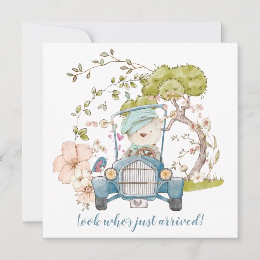 Vintage Cute Beer Boy Birth Notice (Voorkant)