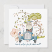 Vintage Cute Bunny Boy Birth Announance (Voorkant)