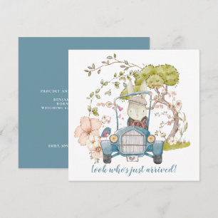 Vintage Cute Bunny Boy Birth Announance