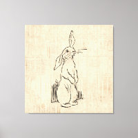Vintage Cute Bunny Rabbit Art Script Background