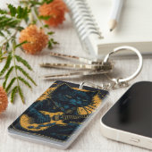 vintage cute bunny rabbit cat music guitar sleutelhanger (Voorkant Rechts)