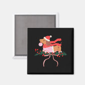 Vintage Cute Dachshund Christmas Wiener Dog Lover  Magneet (Voorkant / Achterkant)