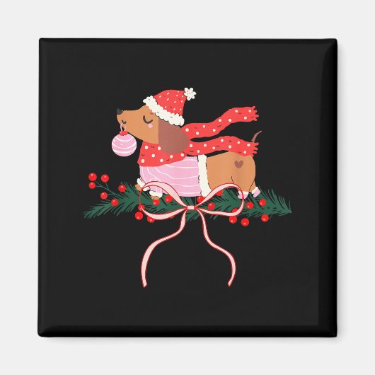 Vintage Cute Dachshund Christmas Wiener Dog Lover  Magneet (Voorkant)