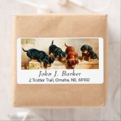 Vintage Cute Dachshund-Puppies Etiket (Insitu)