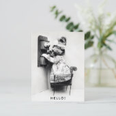 Vintage Cute Dog Hallo groeten Briefkaart (Staand voorkant)