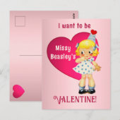 Vintage Cute Girl Valentijn Holiday Briefkaart (Voorkant / Achterkant)