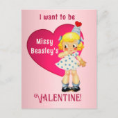Vintage Cute Girl Valentijn Holiday Briefkaart (Voorkant)