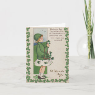 Vintage Cute Irish Girl St. Patrick's Day Poem Kaart