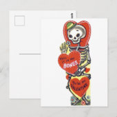 Vintage Cute Skeleton Valentijn Briefkaart (Voorkant / Achterkant)