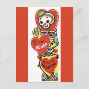 Vintage Cute Skeleton Valentijn Briefkaart