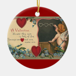 Vintage Cute Valentijnsdag, Cherub-leraar Keramisch Ornament