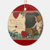Vintage Cute Valentijnsdag, Cherub-leraar Keramisch Ornament (Links)