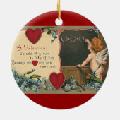 Vintage Cute Valentijnsdag, Cherub-leraar Keramisch Ornament (Achterkant)