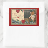 Vintage Cute Valentijnsdag, Cherub-leraar Rechthoekige Sticker (Tas)