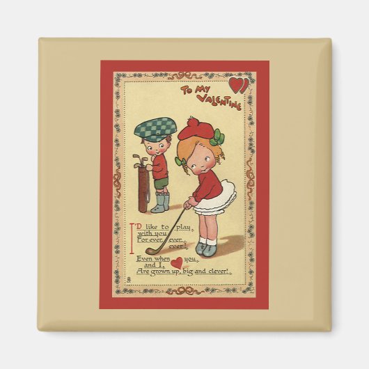 Vintage Cute Valentijnsdag, kindersport Golf Magneet (Voorkant)