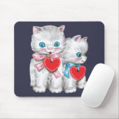 Vintage Cute Valentijnsdagkatten, Retro Kitten Muismat (Met muis)