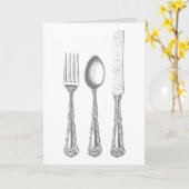 Vintage Cutlery Fork, Knife, Spoon Greeting Kaart (Gele Bloem)