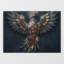 Vintage Cyber-Phoenix:Verouderd Goud & Neon Mythis Raamsticker