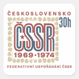 Vintage Czechoslovak ČSSR Stamp Artwork Vierkante Sticker