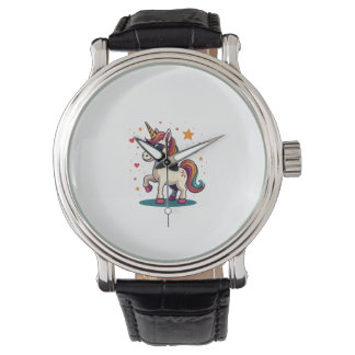 Vintage Dabbing Eenhoorn Regenboog Zonnebril Retro Horloge