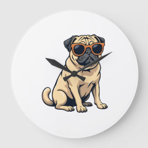 Vintage Dabbing Pug met Zonnebril Grappige Hond Ve Grote Klok