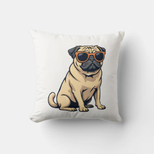 Vintage Dabbing Pug met Zonnebril Grappige Hond Ve Kussen