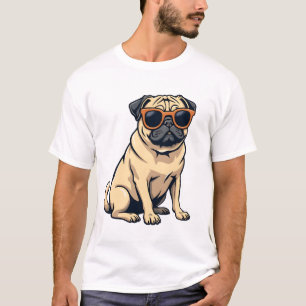 Vintage Dabbing Pug met Zonnebril Grappige Hond Ve T-shirt