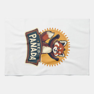 Vintage Dabbing Rode Panda Retro Dier Grafisch 2 Theedoek