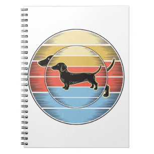 Vintage Dachshond Retro Zonsondergang Hond Shirt O Notitieboek