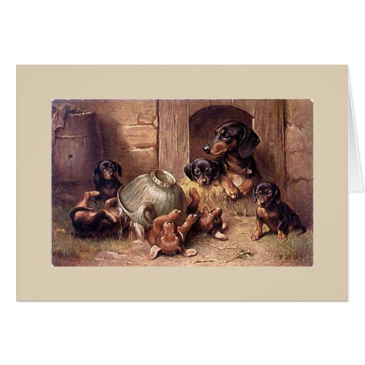 Vintage - Dachshund Familie, (Voorkant Horizontaal)