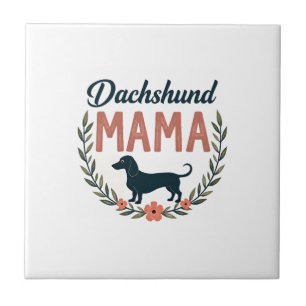 Vintage Dachshund Mama Bloemige Hond Liefhebber Ve Tegeltje