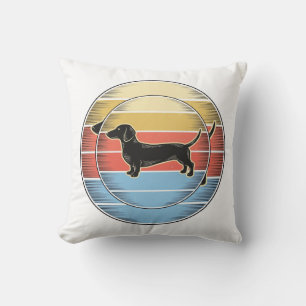 Vintage Dachshund Retro Zonsondergang Hond Shirt O Kussen